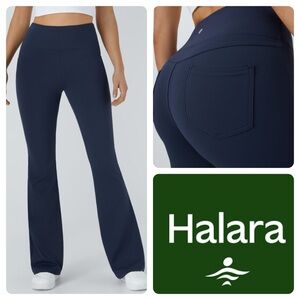 HALARA Petite Blue High Waisted Back Pocket Flare Yoga Leggings